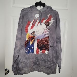 Men Large The Mountain Patriotic Screaming Eagle Tie-dye Pullover Sweater Hooded